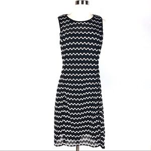 KARL LAGERFELD fit flare dress black white crochet
